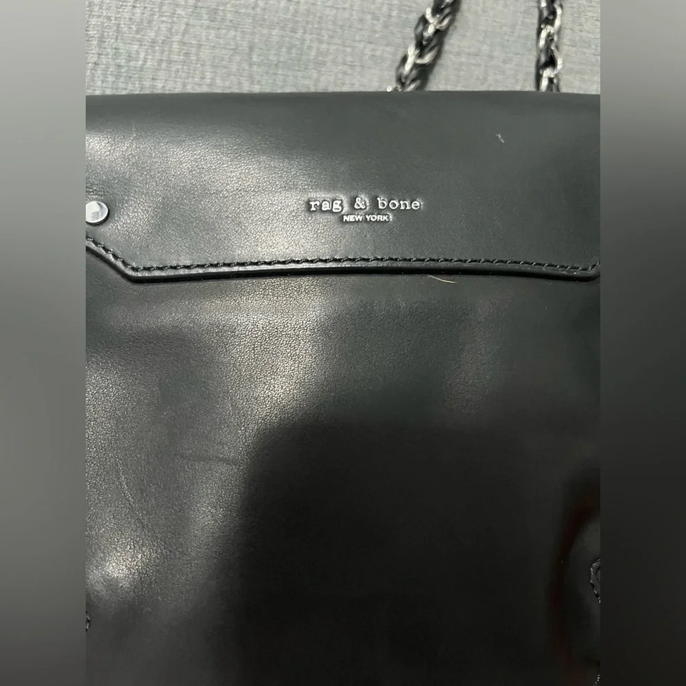 Rag & Bone Bradbury Mini Flap Chain Hobo Leather Black Bag with Chain Strap